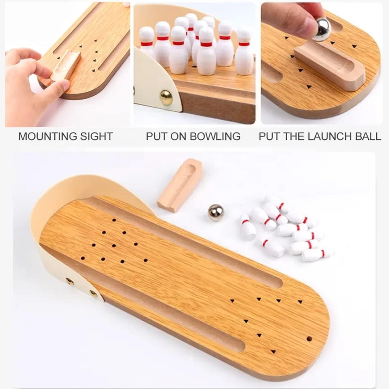 Miniatura 5 de Mini Juego De Bolos De Mesa De Madera